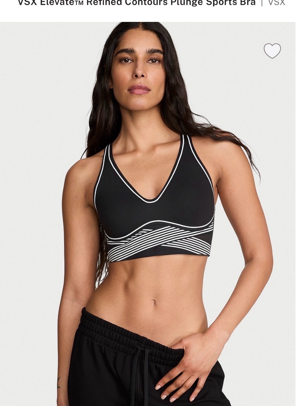 NWT VSX Black Plunge Sports Bra with White Trim